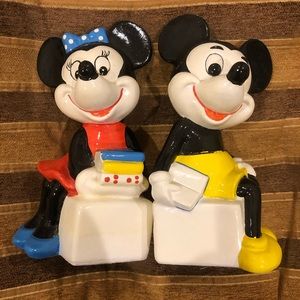 Vintage Disney Schmid Mickey and Minnie Bookends